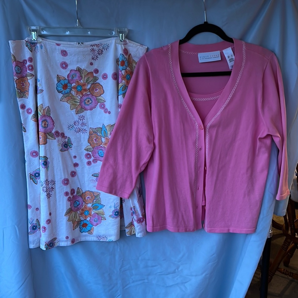 Spring skirt w/ matching cardigan set
